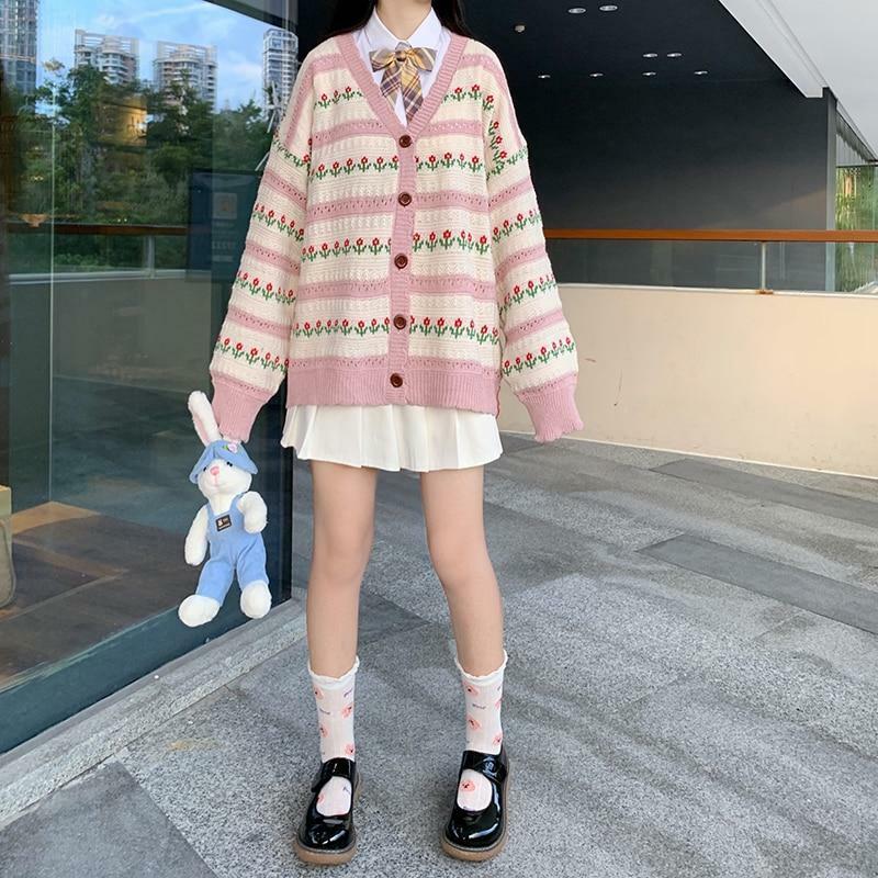 Y2K Purple Flower Cardigan - 90s Grunge, Retro Summer, Pastel Goth, Y2K Party Outfit