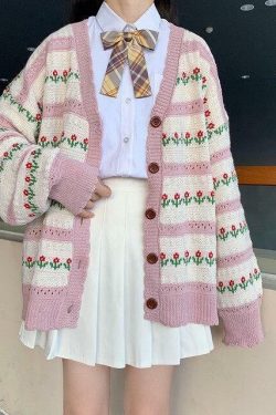 Y2K Purple Flower Cardigan - 90s Grunge, Retro Summer, Pastel Goth, Y2K Party Outfit