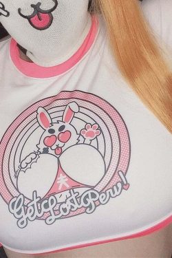 Y2K Rabbit Crop Top - Retro 90s Grunge, Summer Y2K Outfits, Pastel Goth, Y2K Party Fashion