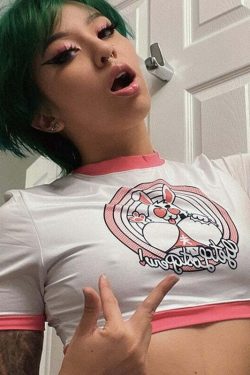 Y2K Rabbit Crop Top - Retro 90s Grunge, Summer Y2K Outfits, Pastel Goth, Y2K Party Fashion
