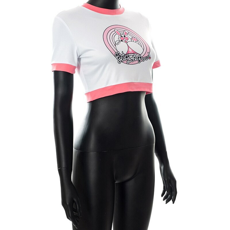 Y2K Rabbit Crop Top - Retro 90s Grunge, Summer Y2K Outfits, Pastel Goth, Y2K Party Fashion