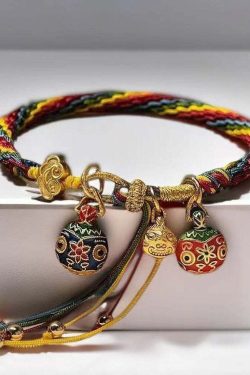 Y2K Rainbow Hand-Knitted Animal Charm Bracelet - Retro 90s Grunge Pastel Goth Fashion
