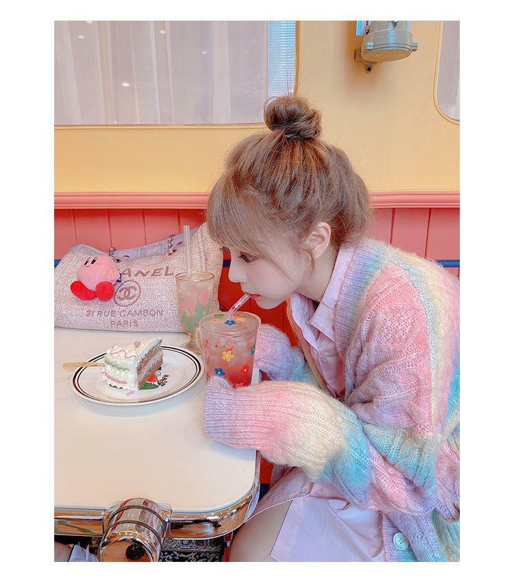 Y2K Rainbow Knit Sweater - Retro 90s Grunge, Pastel Goth, Summer Y2K Outfits, Popstar Style