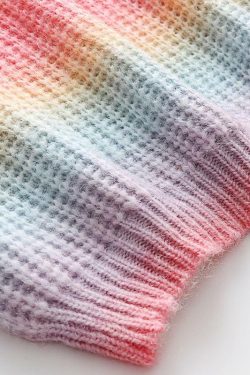 Y2K Rainbow Pastel Sweater - 90s Grunge, Retro Style, Summer Y2K Outfits, Pastel Goth Fashion