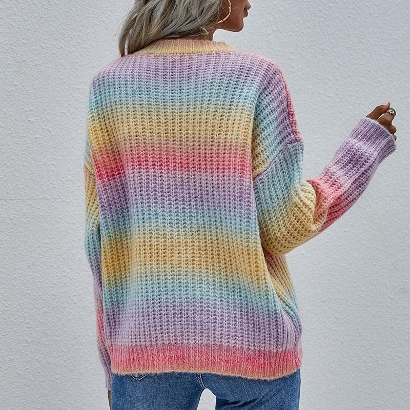 Y2K Rainbow Pastel Sweater - 90s Grunge, Retro Style, Summer Y2K Outfits, Pastel Goth Fashion