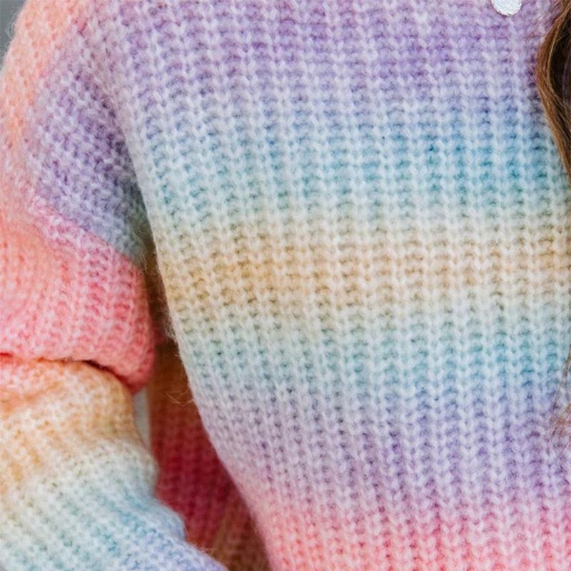 Y2K Rainbow Pastel Sweater - 90s Grunge, Retro Style, Summer Y2K Outfits, Pastel Goth Fashion