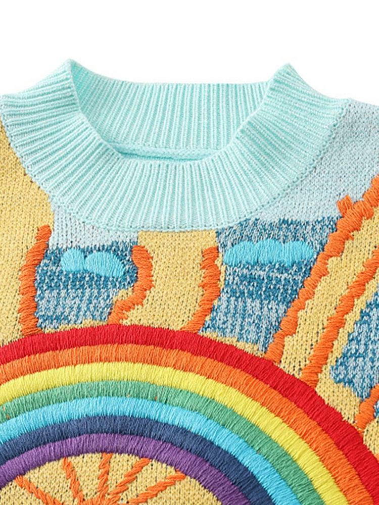 Y2K Rainbow Sunset Sweater - Retro 90s Grunge, Pastel Goth, Summer Y2K Fashion