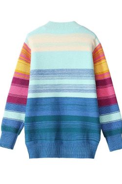 Y2K Rainbow Sunset Sweater - Retro 90s Grunge, Pastel Goth, Summer Y2K Fashion