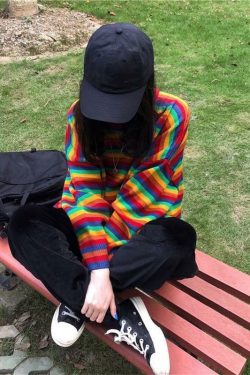 Y2K Rainbow Sweater - 90s Grunge, Retro Summer, Pastel Goth, Y2K Club & Party Outfits