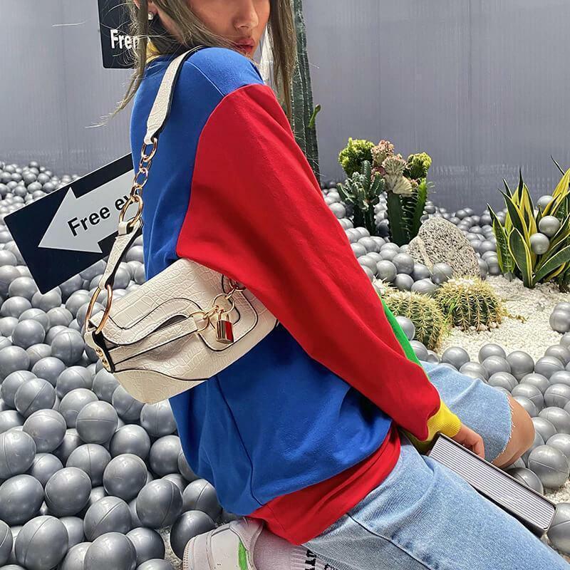 Y2K Rainbow Sweatshirt - Retro 90s Grunge, Summer Y2K Outfits, Pastel Goth, Y2K Club Fashion