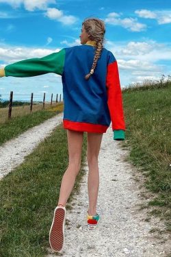 Y2K Rainbow Sweatshirt - Retro 90s Grunge, Summer Y2K Outfits, Pastel Goth, Y2K Club Fashion