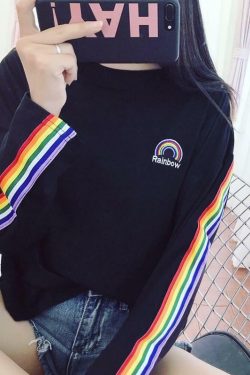 Y2K Rainbow Sweatshirt ?? - Retro 90s Grunge, Pastel Goth, Summer Y2K Outfits, Popstar V