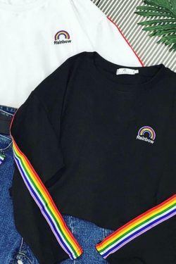 Y2K Rainbow Sweatshirt ?? - Retro 90s Grunge, Pastel Goth, Summer Y2K Outfits, Popstar V