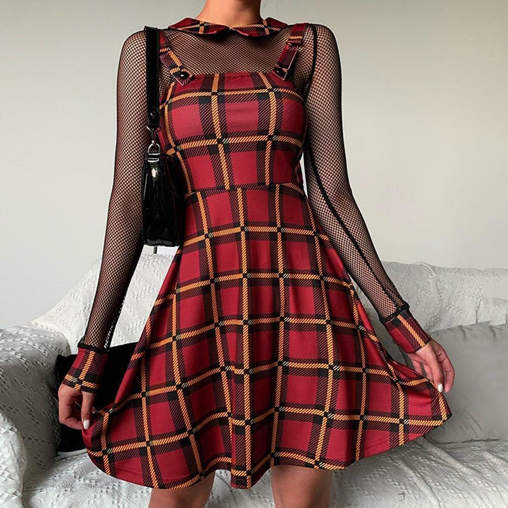 Y2K Red Mini Dress with Spaghetti Straps - 90s Grunge Summer Outfit, Retro Party Fashion