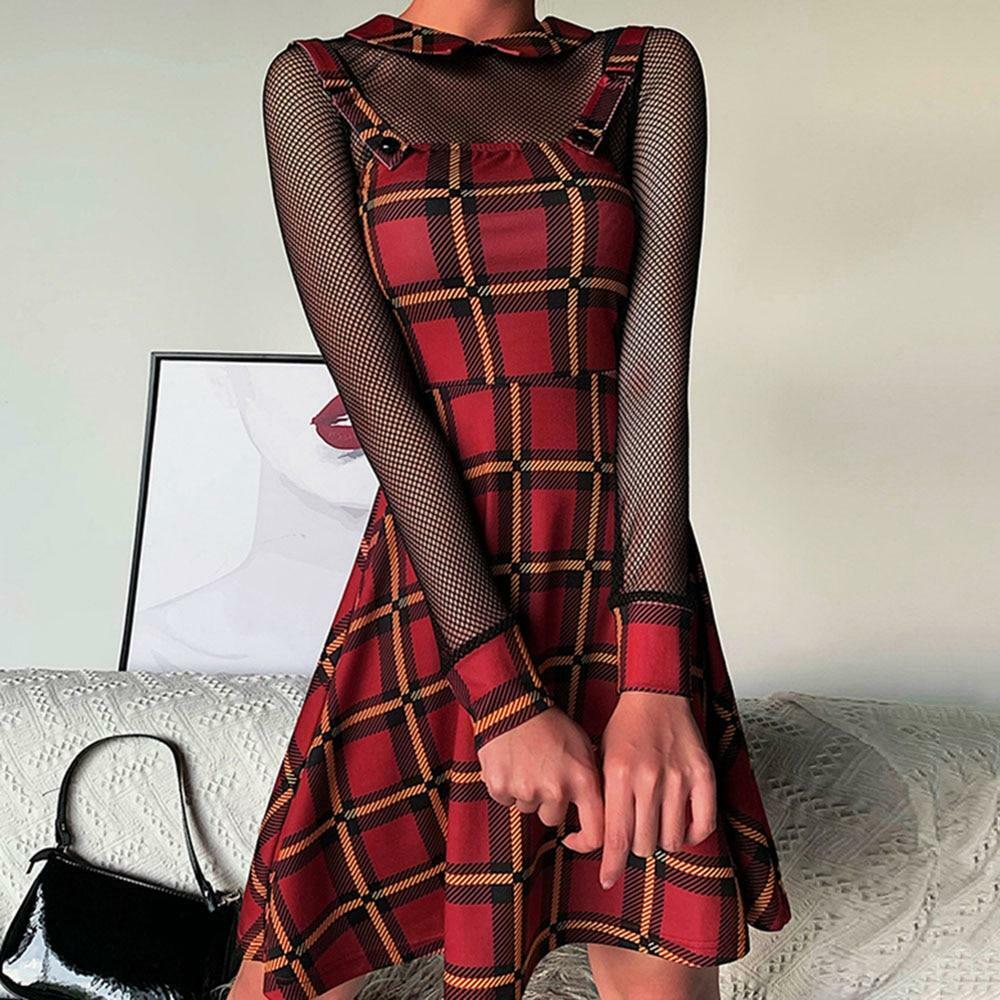Y2K Red Mini Dress with Spaghetti Straps - 90s Grunge Summer Outfit, Retro Party Fashion