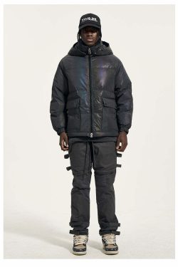 Y2K Reflective Puffer Jacket - 90s Grunge, Retro Style, Y2K Club & Party Outfits