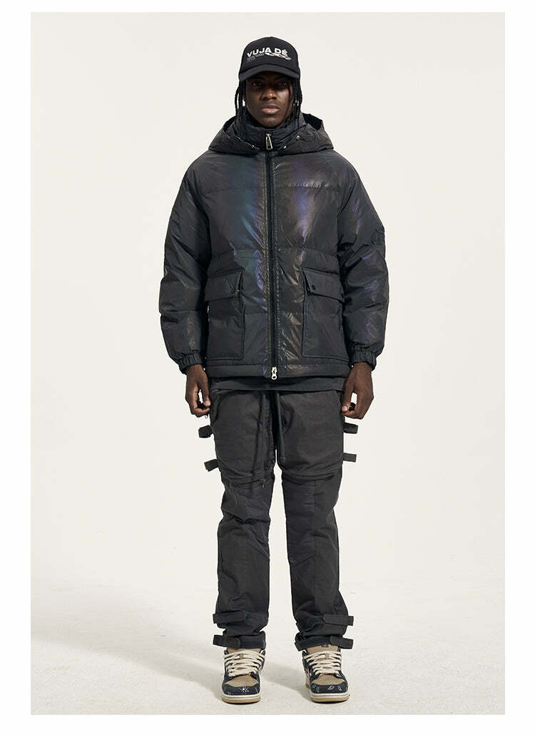 Y2K Reflective Puffer Jacket - 90s Grunge, Retro Style, Y2K Club & Party Outfits