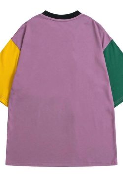 Y2K Retro Color Patch T-Shirt - 90s Grunge, Summer Outfits, Y2K Fashion, Baby Tees, Pastel