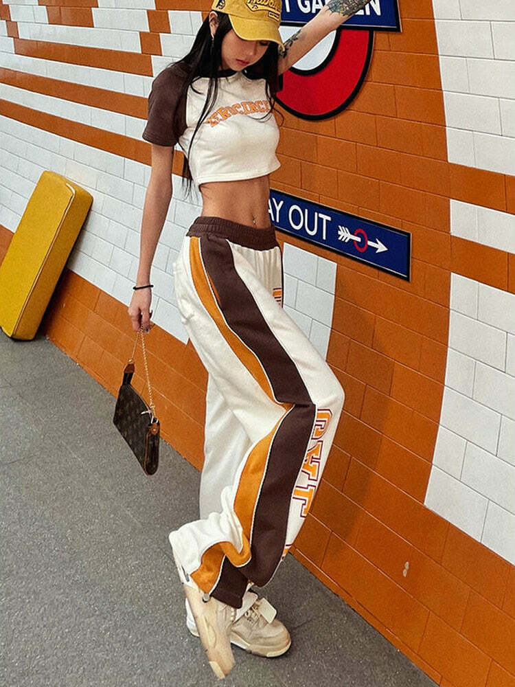 Y2K Retro Crop Top + Pants Set: 90s Grunge, Summer Outfits, Y2K Party, Pastel Goth