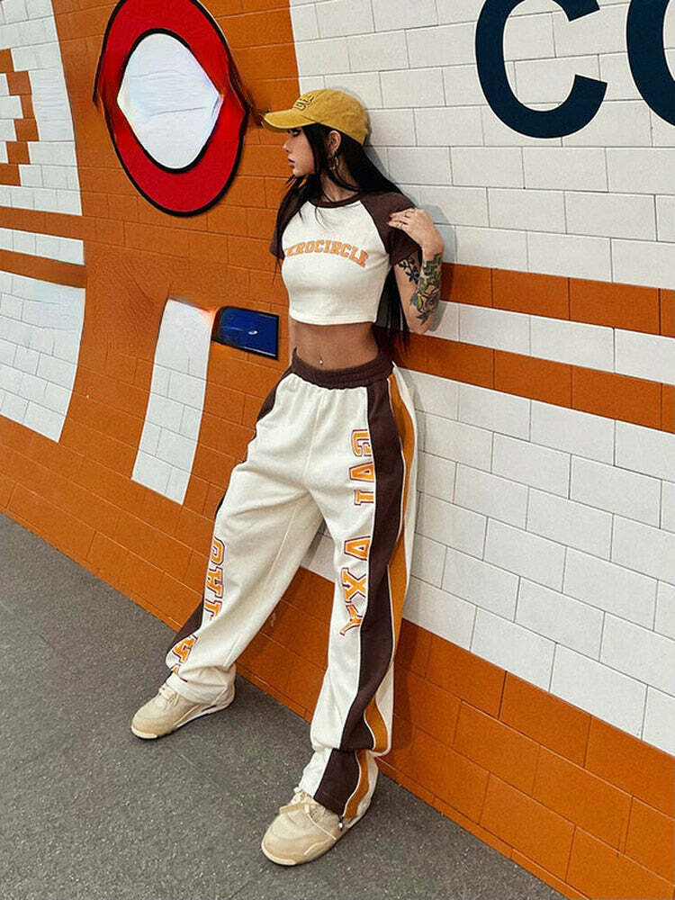 Y2K Retro Crop Top + Pants Set: 90s Grunge, Summer Outfits, Y2K Party, Pastel Goth