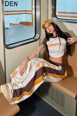 Y2K Retro Crop Top + Pants Set: 90s Grunge, Summer Outfits, Y2K Party, Pastel Goth
