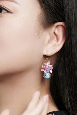 Y2K Retro Light Purple 24K Gold Flower Drop Earrings - 90s Grunge, Pastel Goth, Y2K Fashion