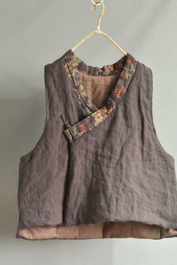 Y2K Retro Linen Patchwork Padded Vest Top - 90s Grunge, Summer Outfits, Y2K Fashion
