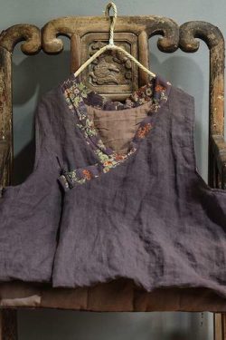 Y2K Retro Linen Patchwork Padded Vest Top - 90s Grunge, Summer Outfits, Y2K Fashion
