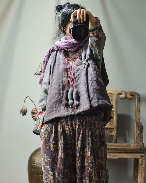 Y2K Retro Linen Patchwork Padded Vest Top - 90s Grunge, Summer Outfits, Y2K Fashion