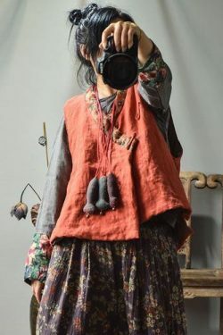 Y2K Retro Linen Patchwork Padded Vest Top - 90s Grunge, Summer Outfits, Y2K Fashion