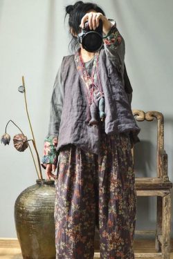 Y2K Retro Linen Patchwork Padded Vest Top - 90s Grunge, Summer Outfits, Y2K Fashion