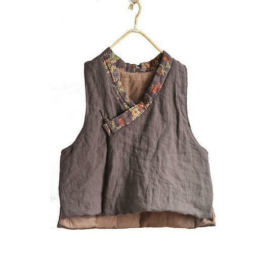 Y2K Retro Linen Patchwork Padded Vest Top - 90s Grunge, Summer Outfits, Y2K Fashion