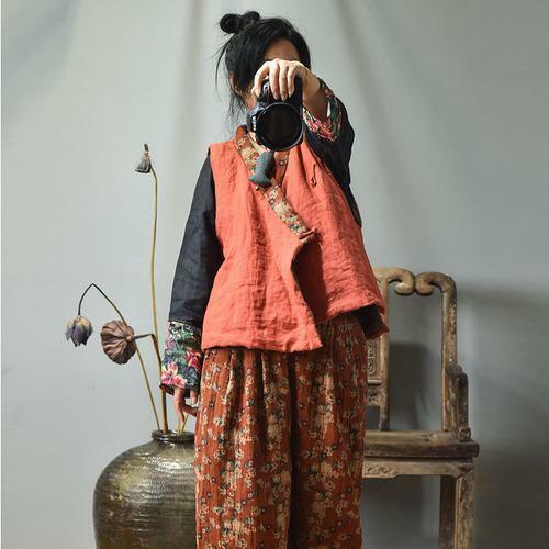 Y2K Retro Linen Patchwork Padded Vest Top - 90s Grunge, Summer Outfits, Y2K Fashion