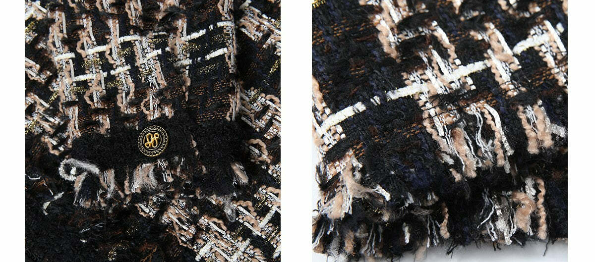 Y2K Retro Tweed Plaid Jacket - 90s Grunge, Y2K Summer Outfits, Y2K Club & Party Fashion