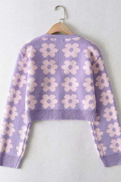 Y2K Retro Vintage Flower Cardigan - 90s Grunge, Summer Outfits, Pastel Goth, Y2K Fashion