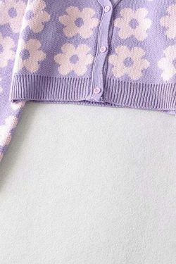 Y2K Retro Vintage Flower Cardigan - 90s Grunge, Summer Outfits, Pastel Goth, Y2K Fashion