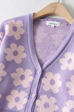 Y2K Retro Vintage Flower Cardigan - 90s Grunge, Summer Outfits, Pastel Goth, Y2K Fashion
