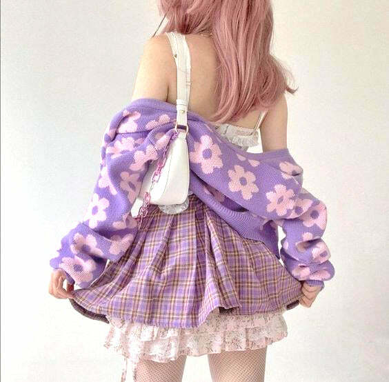 Y2K Retro Vintage Flower Cardigan - 90s Grunge, Summer Outfits, Pastel Goth, Y2K Fashion