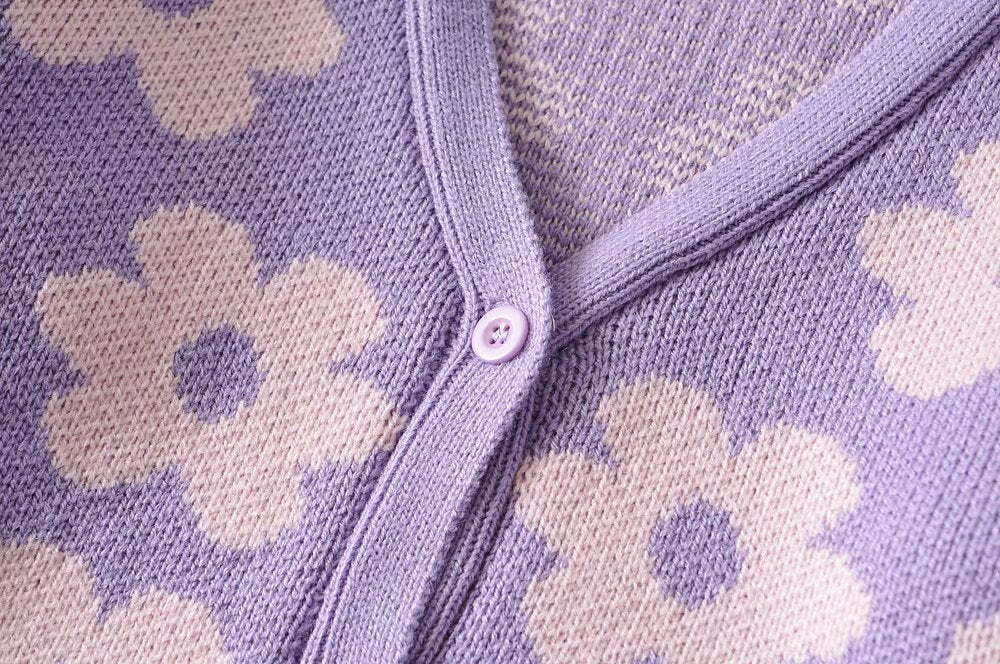 Y2K Retro Vintage Flower Cardigan - 90s Grunge, Summer Outfits, Pastel Goth, Y2K Fashion