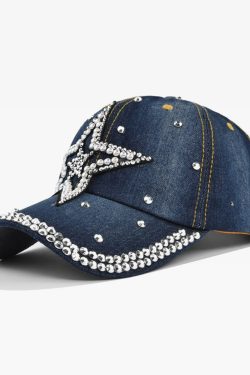 Y2K Rhinestone Baseball Cap - 90s Grunge, Retro Hip Hop, Pastel Goth, Summer Y2K Fashion