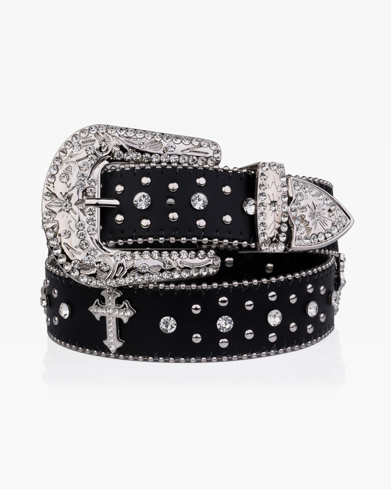 Y2K Rhinestone Cross Belt - 90s Grunge, Retro, Gothic, and Pastel Goth Fashion Accessory