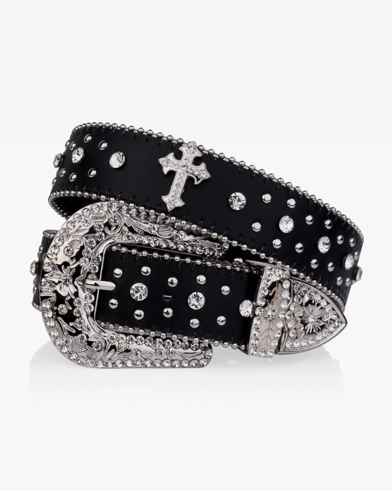 Y2K Rhinestone Cross Belt - 90s Grunge, Retro, Gothic, and Pastel Goth Fashion Accessory