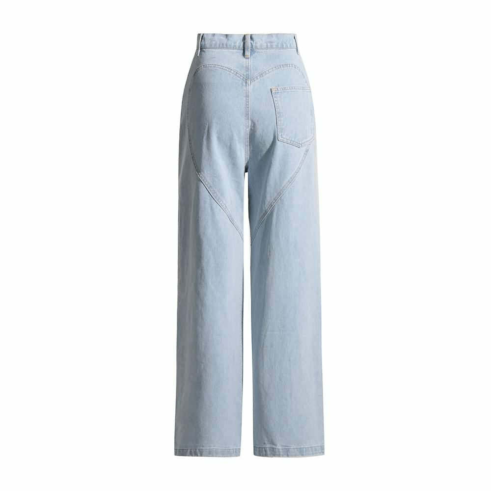 Y2K Rhinestone Cut Out Denim Jeans - 90s Grunge, Retro, Summer, Party, and Club Outfits