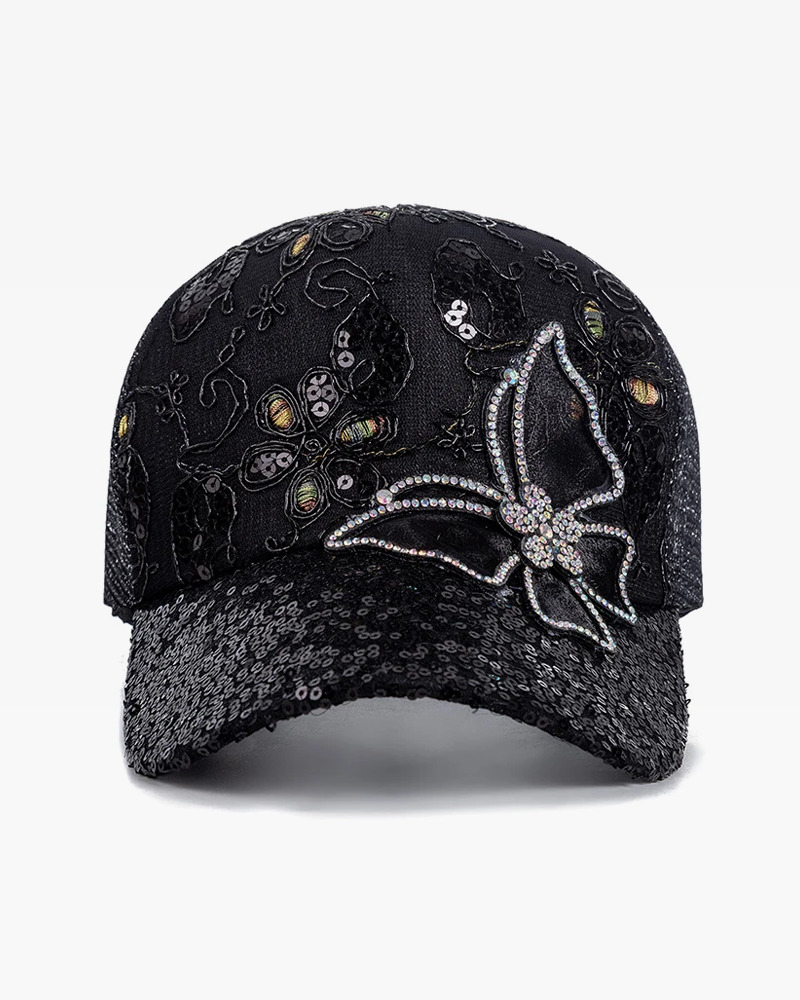 Y2K Rhinestone Hat - Retro 90s Grunge, Y2K Summer & Party Outfits, Popstar & Goth Styles
