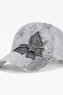 Y2K Rhinestone Hat - Retro 90s Grunge, Y2K Summer & Party Outfits, Popstar & Goth Styles