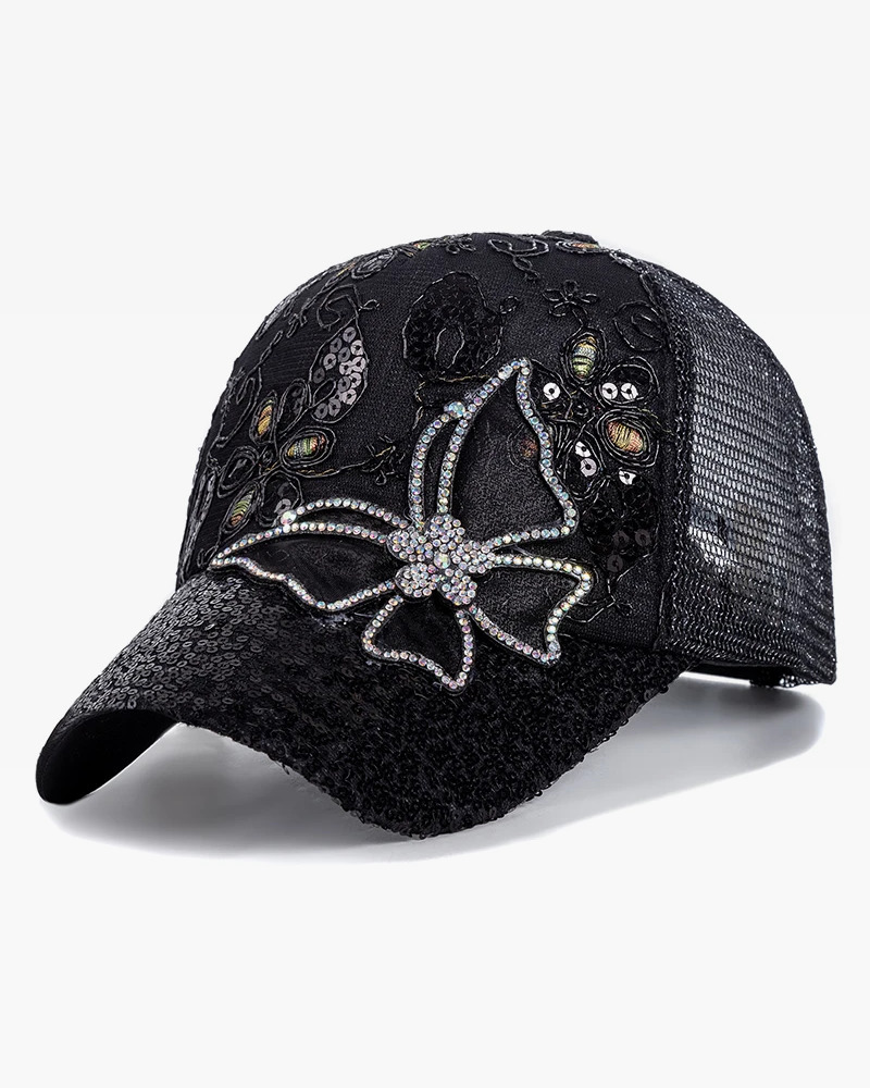 Y2K Rhinestone Hat - Retro 90s Grunge, Y2K Summer & Party Outfits, Popstar & Goth Styles