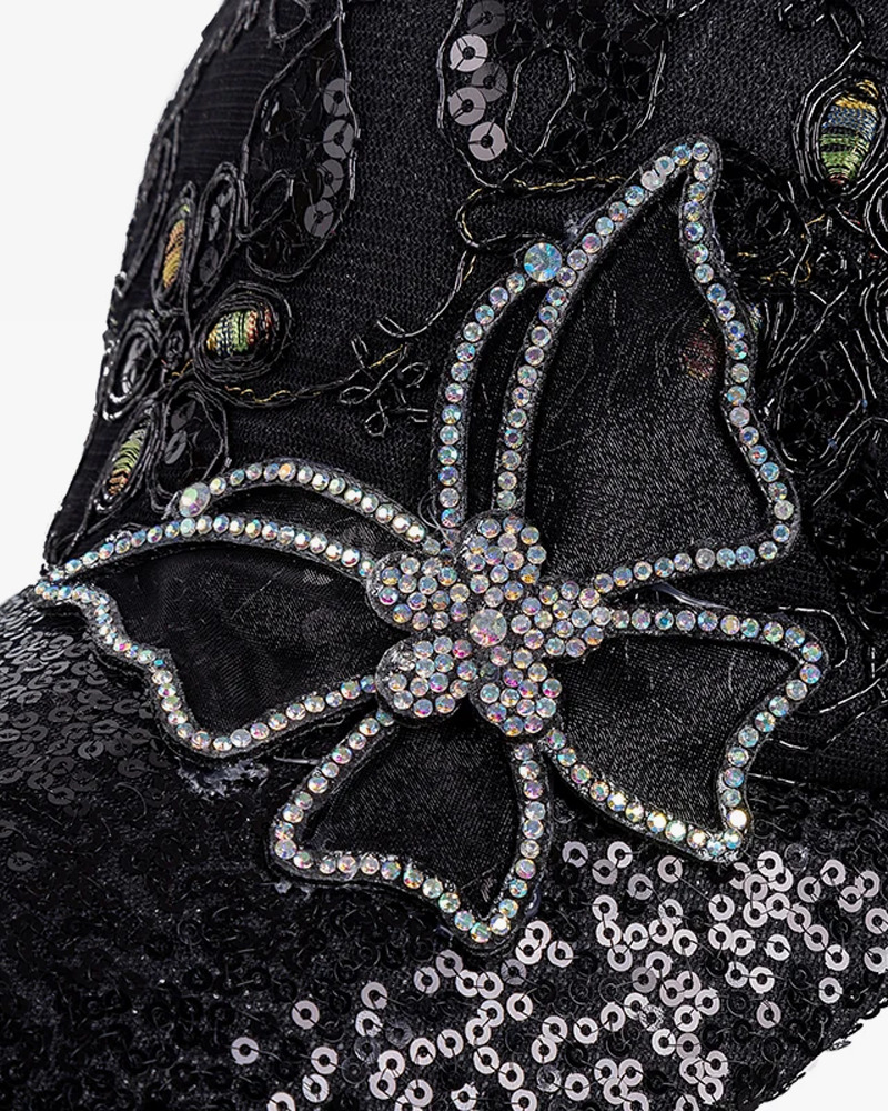 Y2K Rhinestone Hat - Retro 90s Grunge, Y2K Summer & Party Outfits, Popstar & Goth Styles