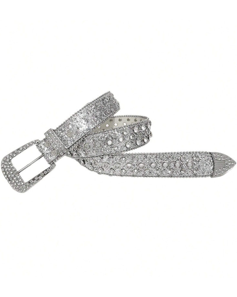 Y2K Rhinestone Silver Belt - Perfect for 90s Grunge, Retro, and Summer Y2K Outfits