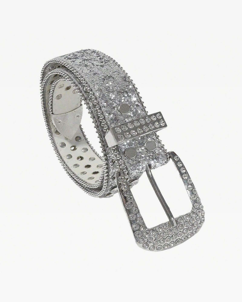 Y2K Rhinestone Silver Belt - Perfect for 90s Grunge, Retro, and Summer Y2K Outfits