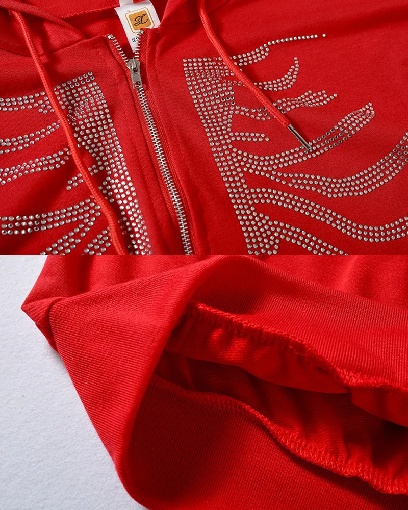 Y2K Rhinestone Skeleton Hoodie - 90s Grunge, Retro Goth, Y2K Party & Club Outfits